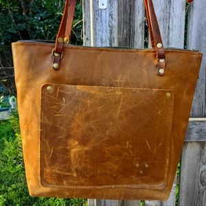 In Blue genuine leather shoulder bag